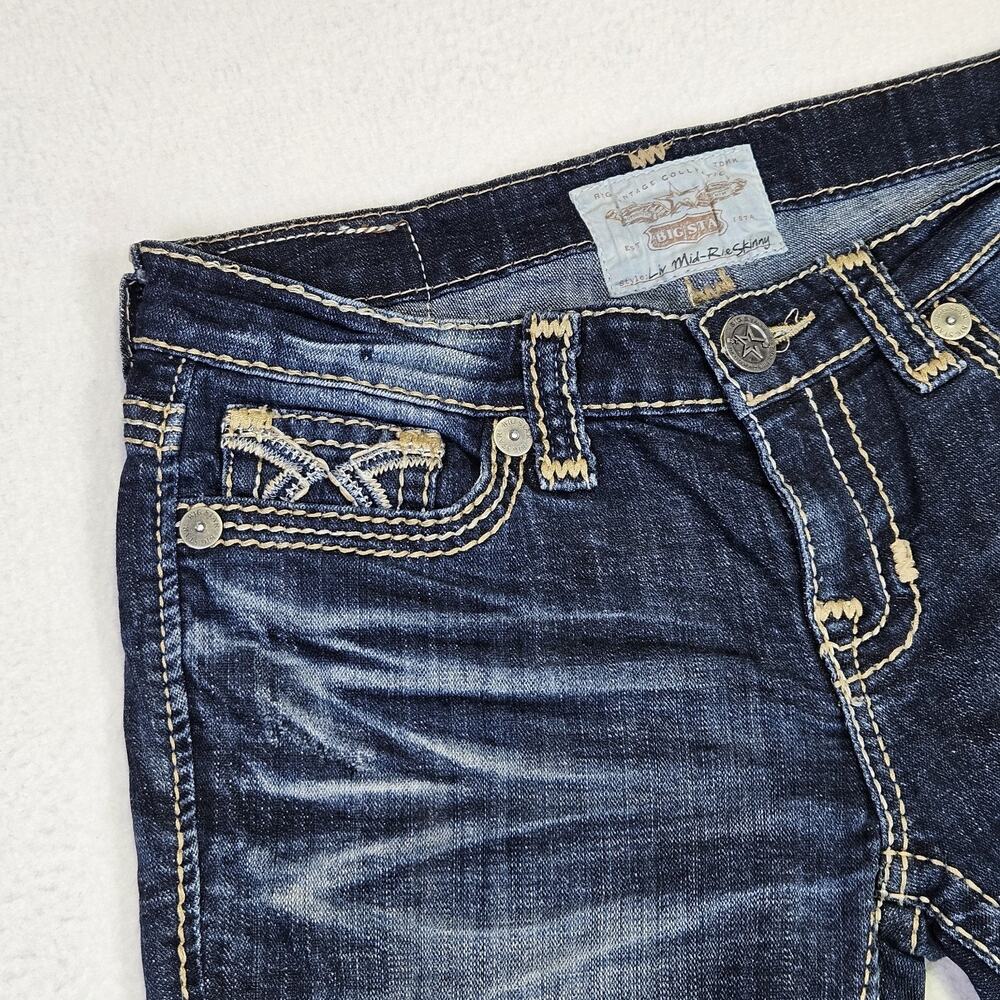 BIG STAR Liv Jean 27L Tall Bling Thick Stitch Western Blue Denim Cowgirl 31x34 - Picture 4 of 16